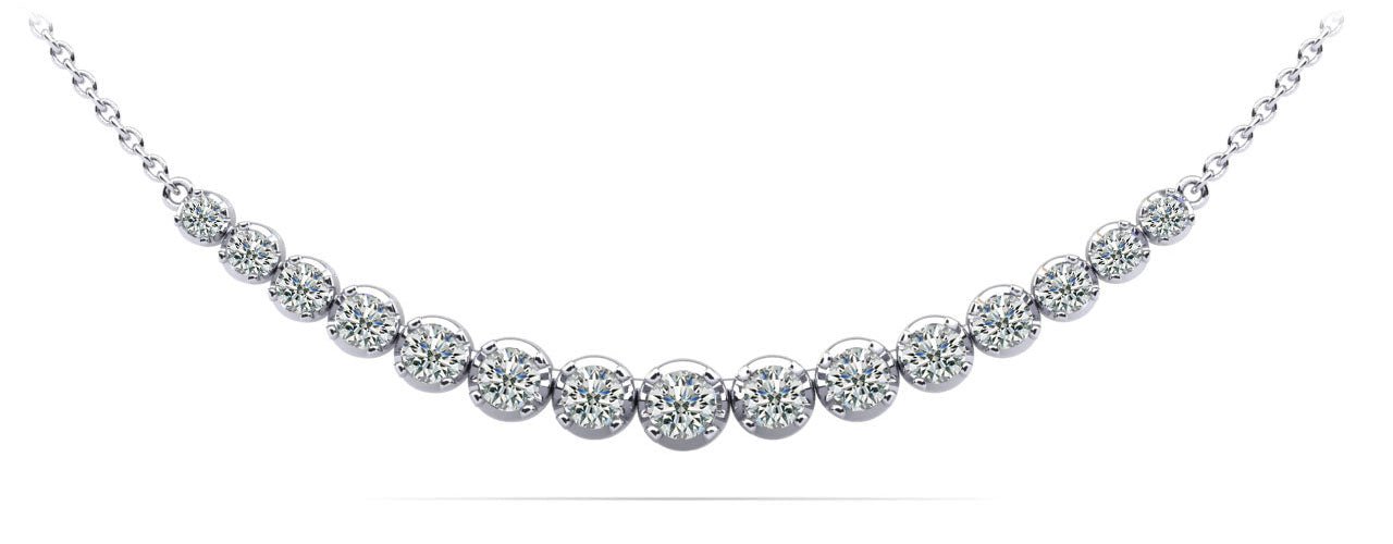 Four Prong Strand Necklace With Graduated Diamonds And Diamond Chain with 2.05 ct.(finished) - Luxury Time NYC